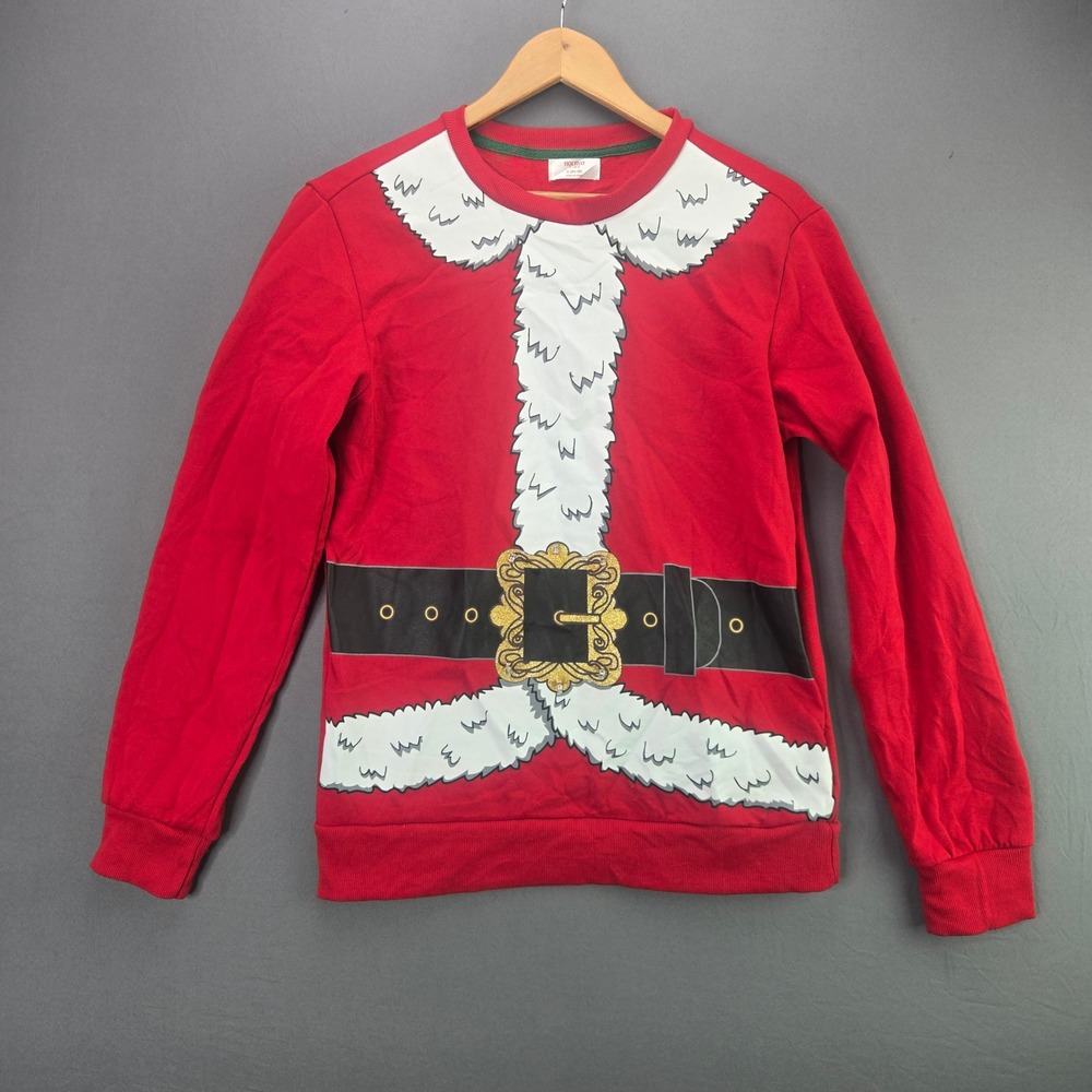 Holiday Time Santa Suit Sweatshirt S Red Light Up Ugly Christmas Sweater Mens